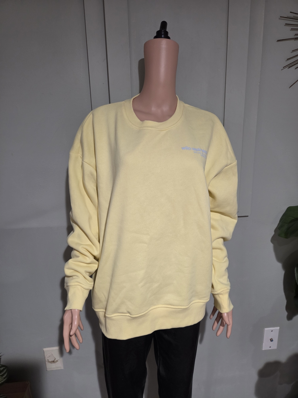 Wilo The Label Wellness Oversized Crewneck Sweatshirt Yellow Blue L - Picture 5 of 16